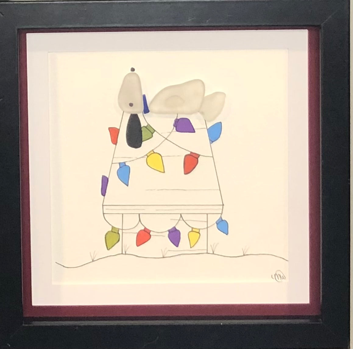 Sea Glass Picture - Dog on Dog House (8)- 8x8 (Copy)