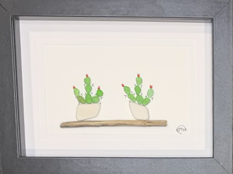 Sea Glass Picture - Cactus 5 - 5x7