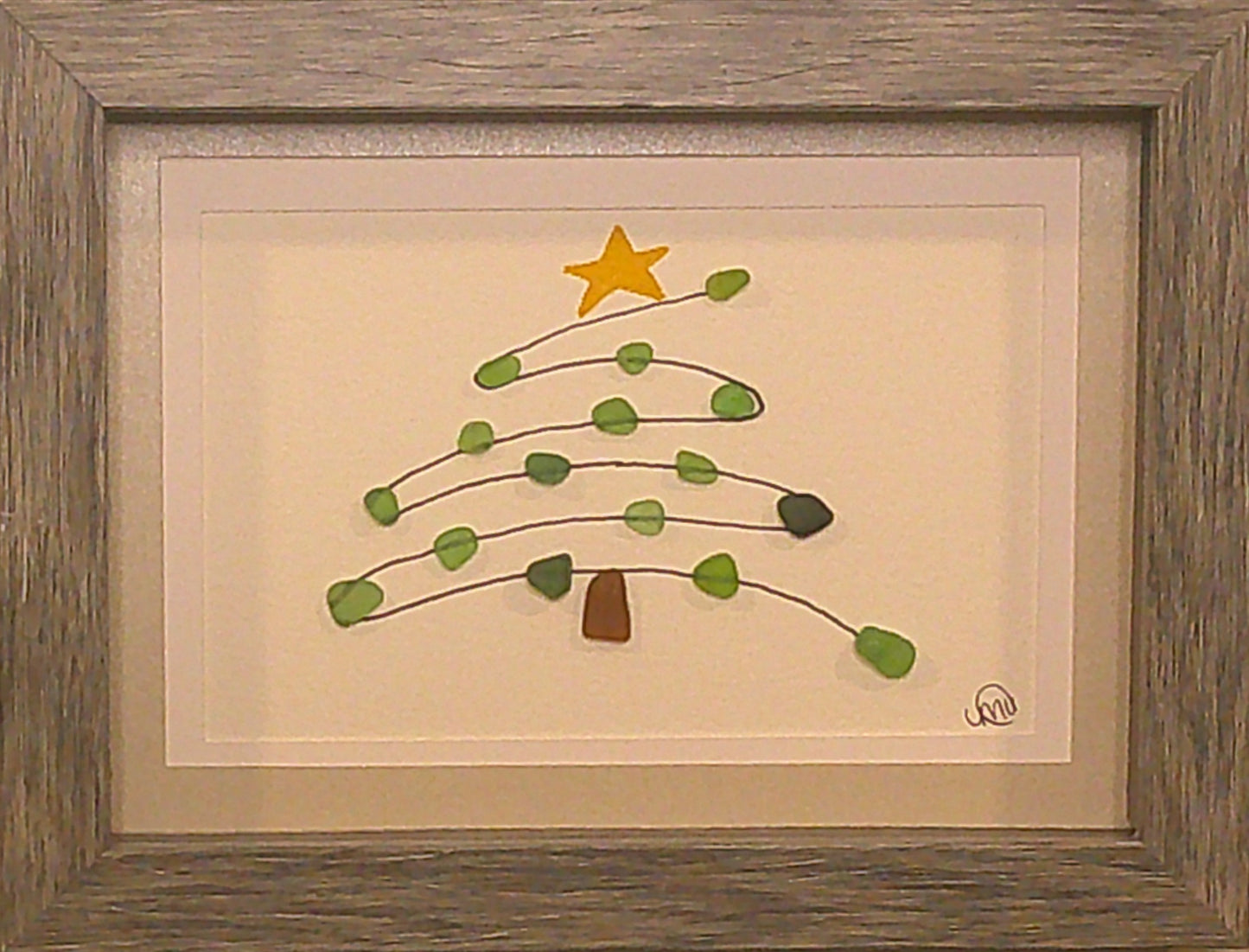 Sea Glass Picture - Christmas Whimsy Tree 4 - 5x7