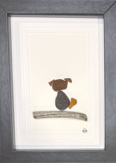 Sea Glass Picture - Dog 3 - 5x7