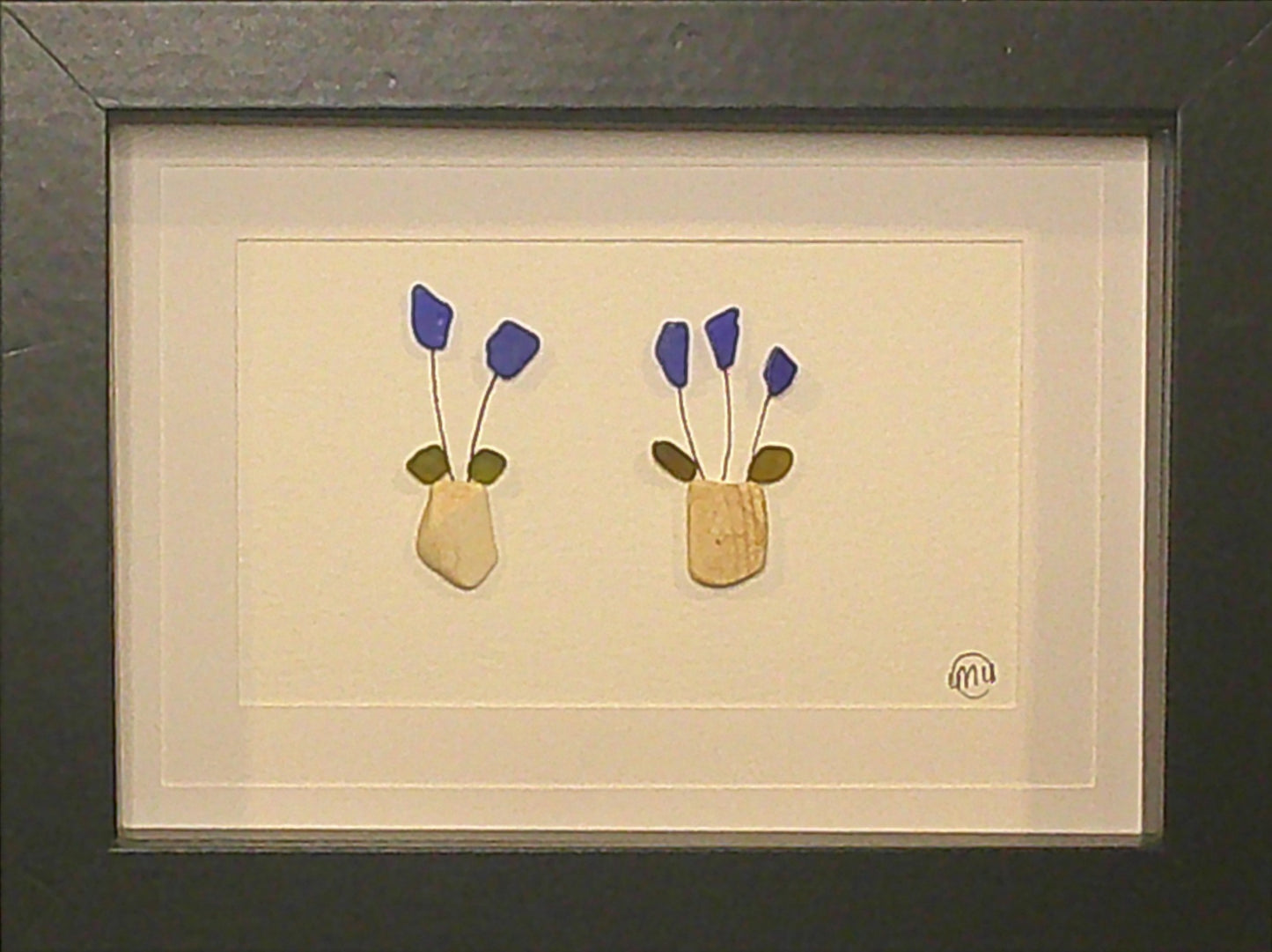 Sea Glass Picture - Flower 2 Pot 2 - 5x7