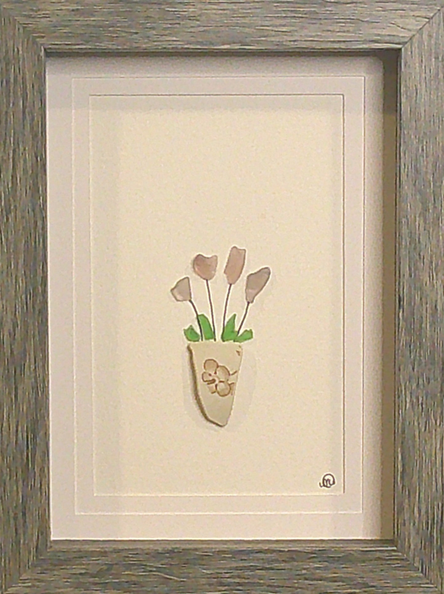 Sea Glass Picture - Flower Pot 4 - 5x7