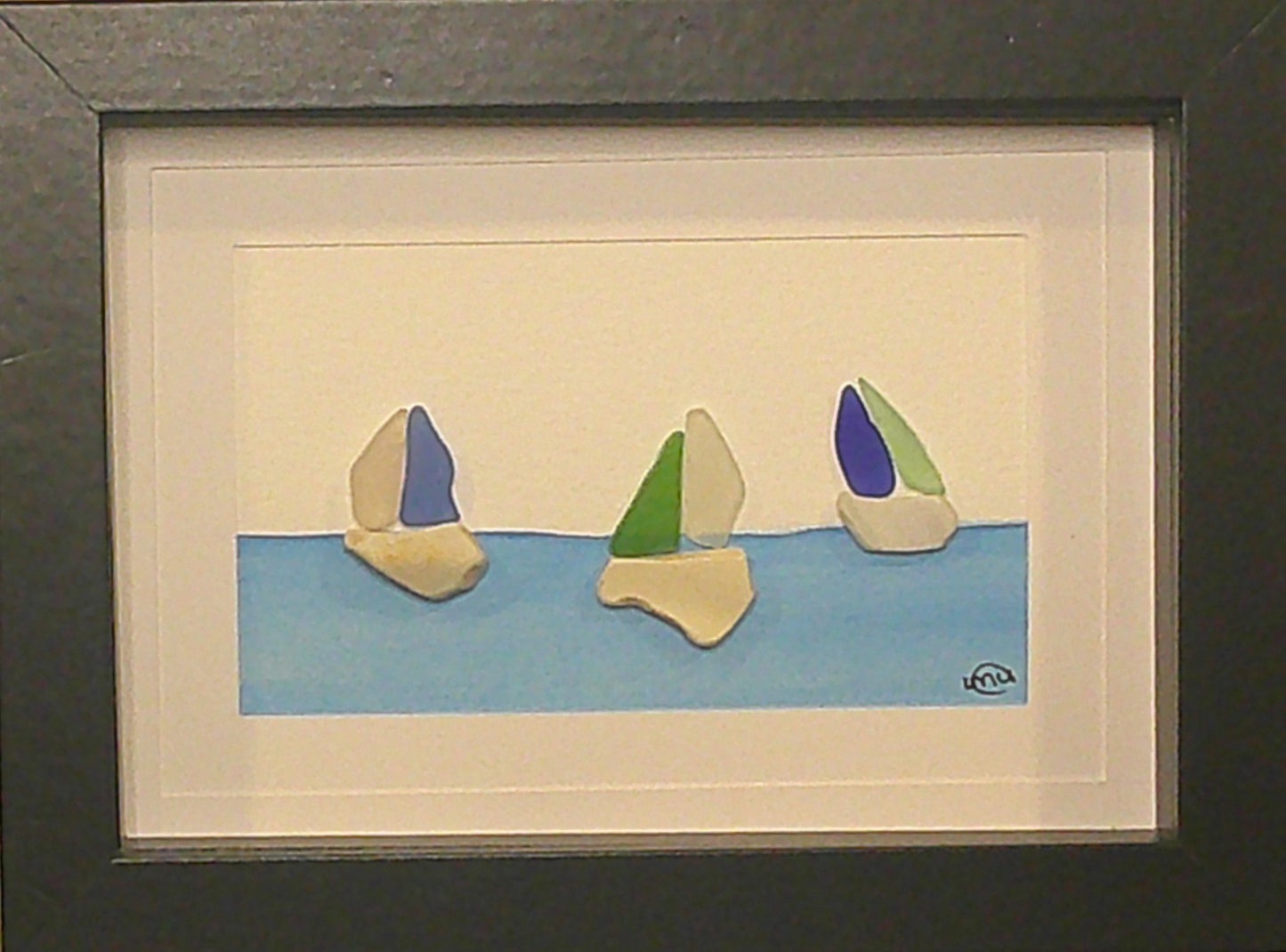 Sea Glass Picture - Sailboat 3 - 5x7