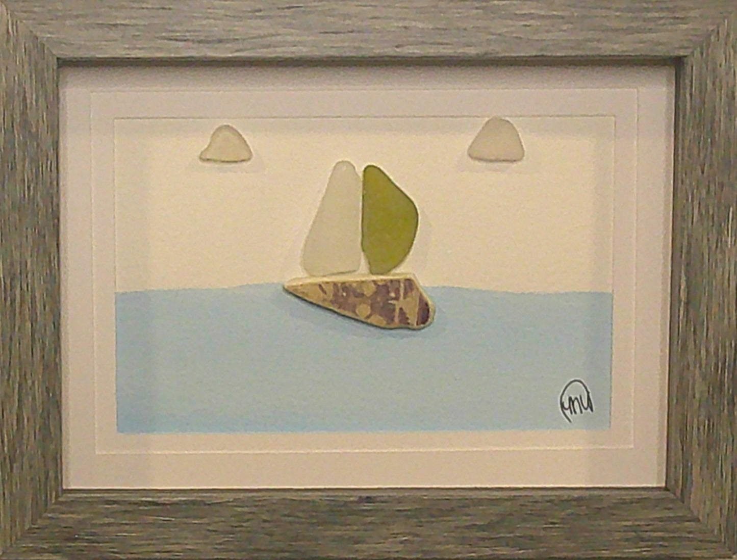 Sea Glass Picture - Sailboat 5 - 5x7
