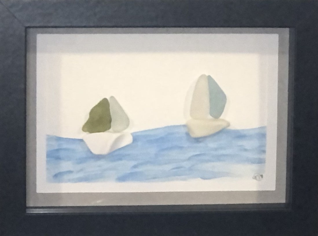 Sea Glass Picture - Sailboat 8 - 5x7