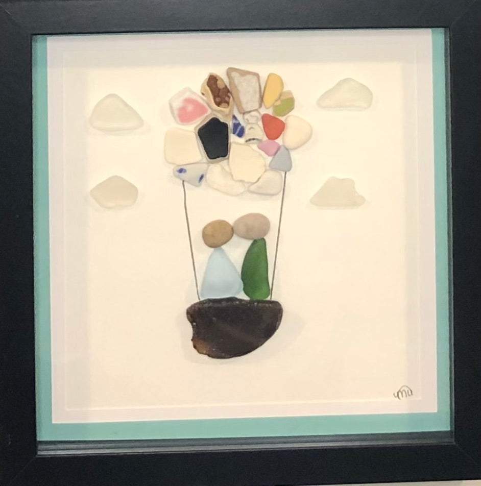 Sea glass picture - Hot Air Balloon (1) - 8x8