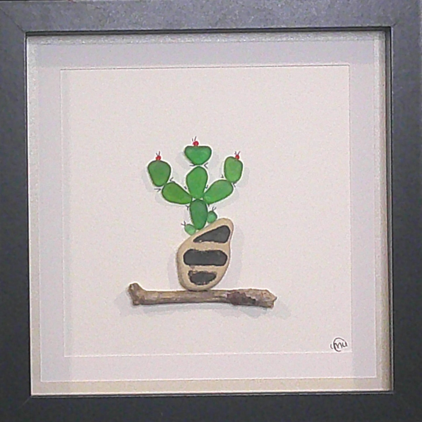 Sea Glass Picture - Cactus 3 - 8x8