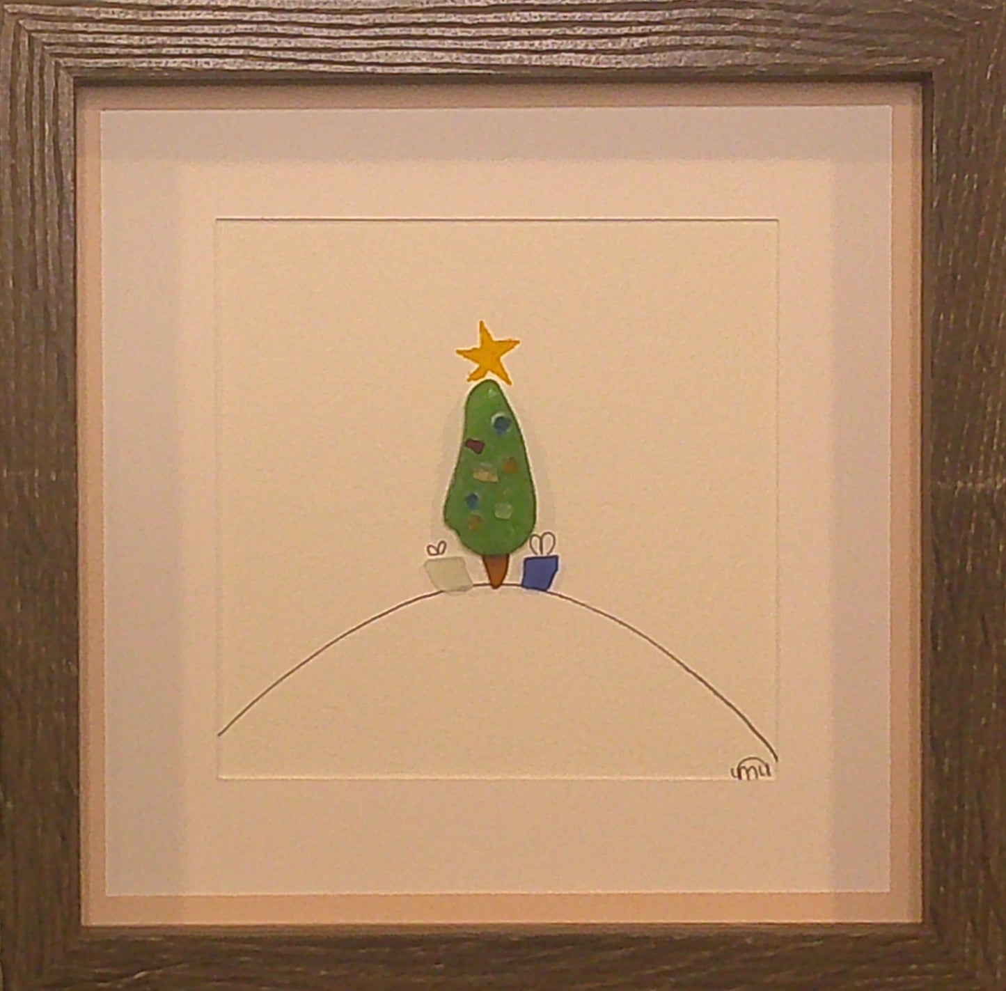 Sea Glass Picture - Christmas Tree 2 - 8x8