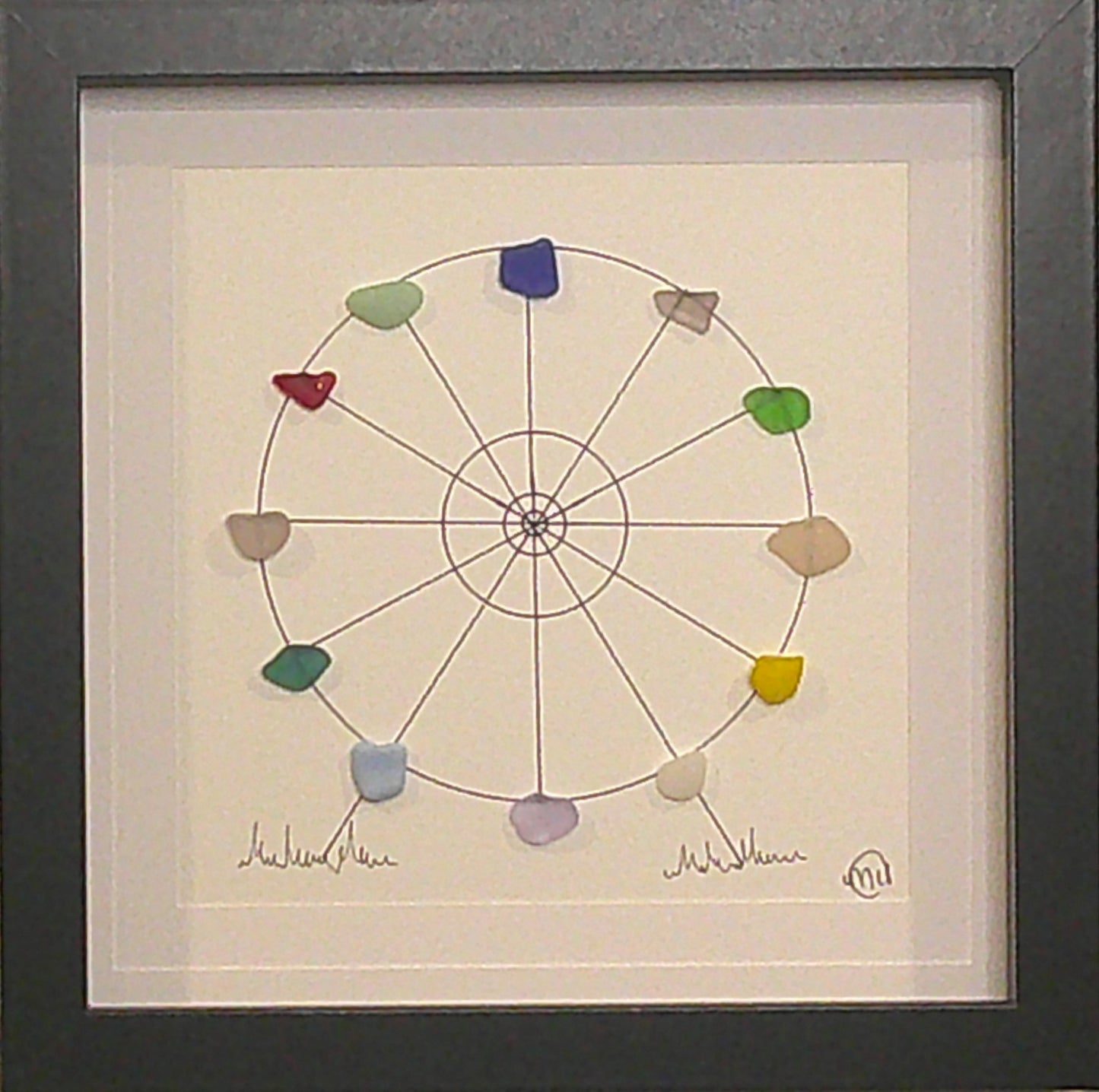 Sea Glass Picture - Ferris Wheel 3 - 8x8 RARE Colours