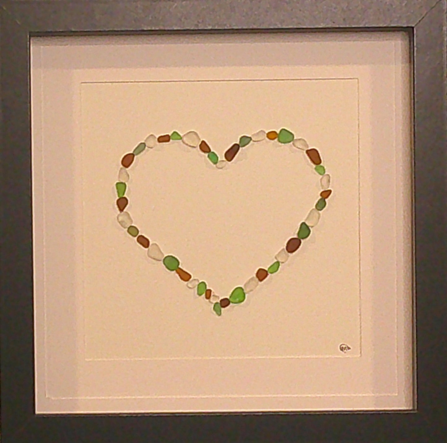 Sea Glass Picture - Heart - 8x8