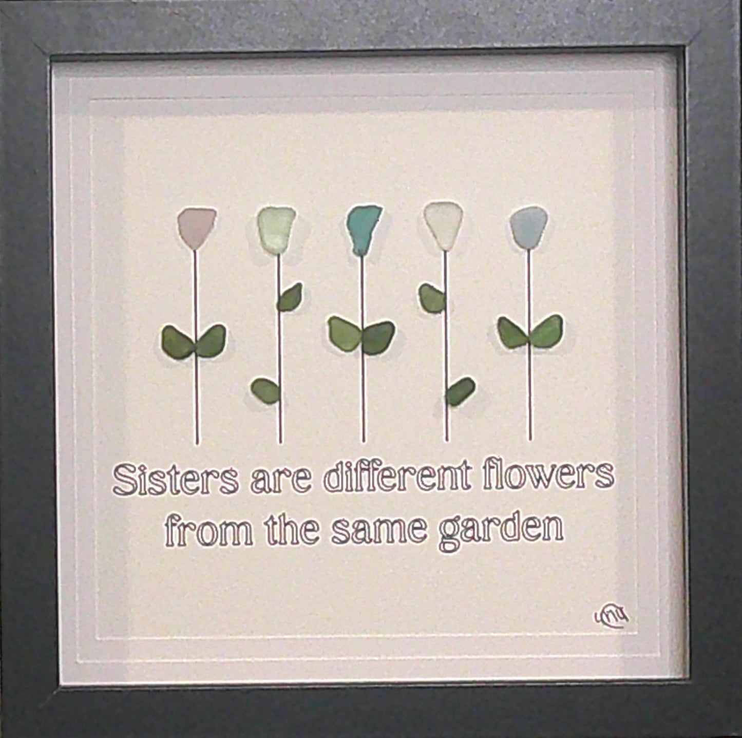 Sea Glass Picture - Sisters 4 - 8x8