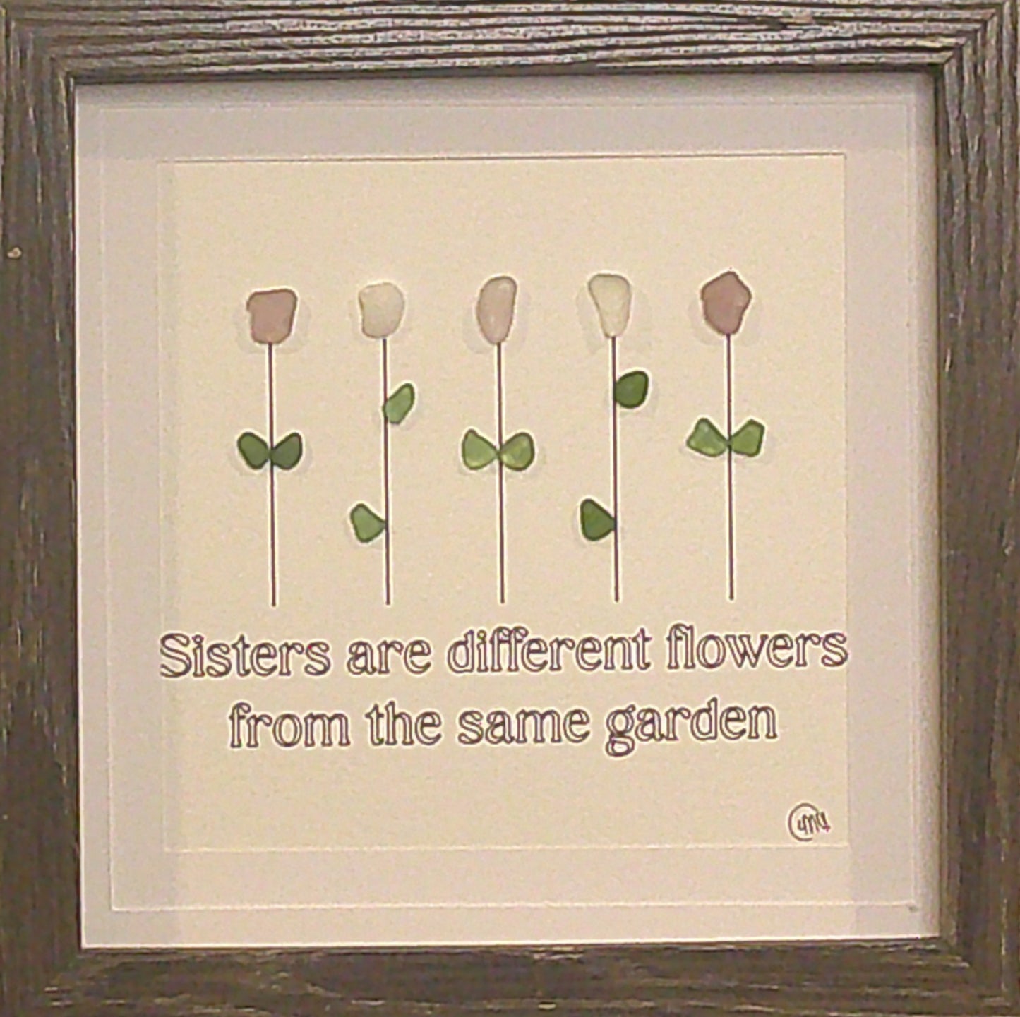 Sea Glass Picture - Sisters 5 - 8x8