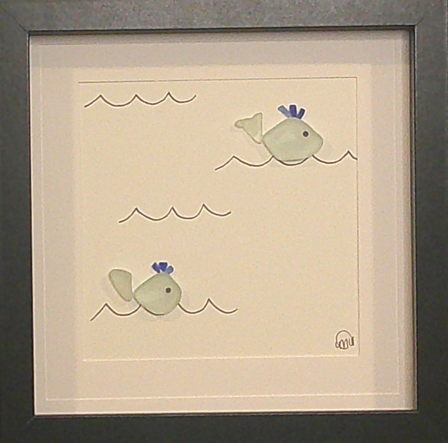 Sea Glass Picture - Whale 1 - 8x8