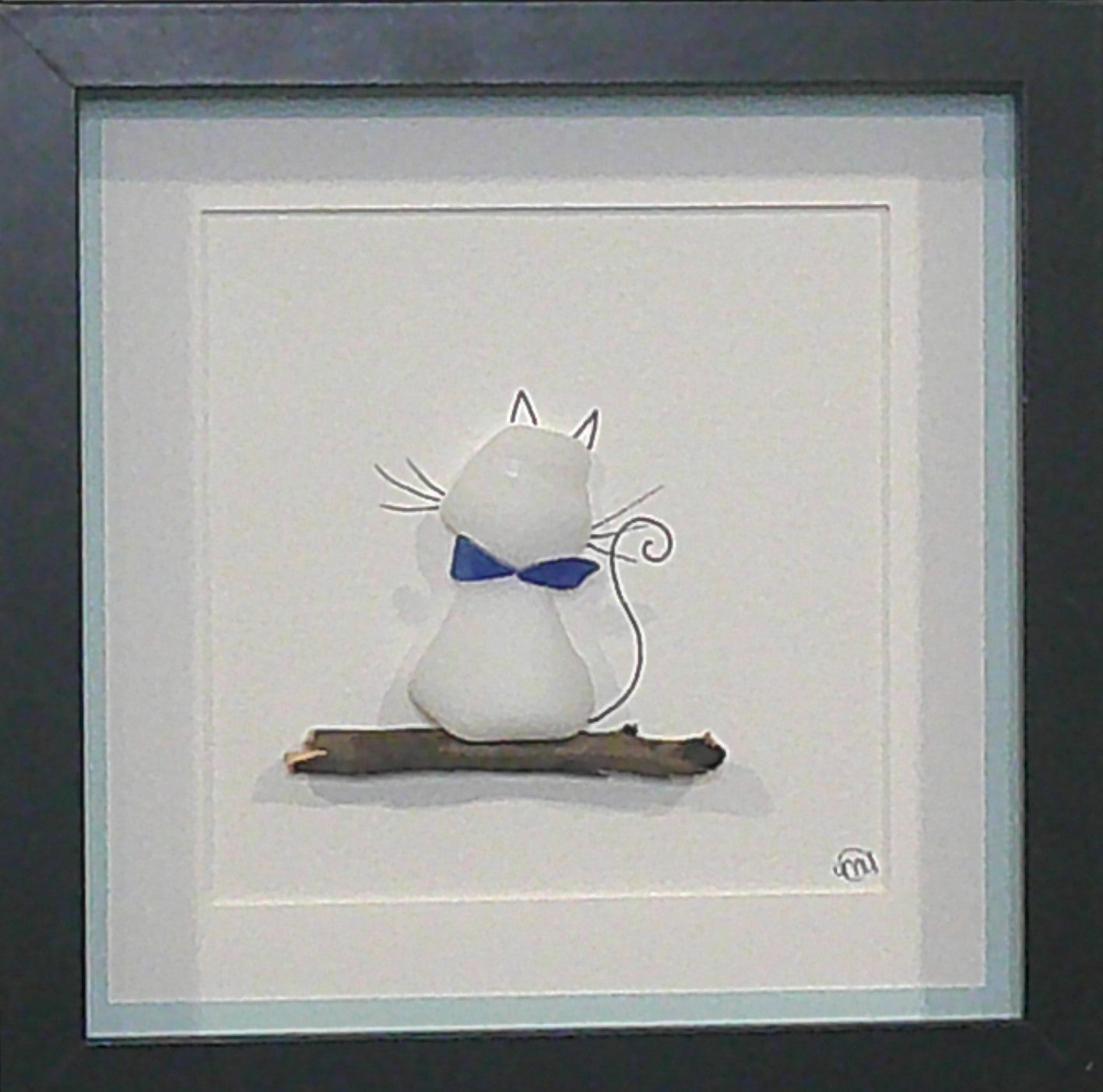 Sea Glass Picture - Cat (1) - 8x8