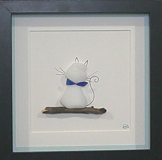 Sea Glass Picture - Cat (1) - 8x8