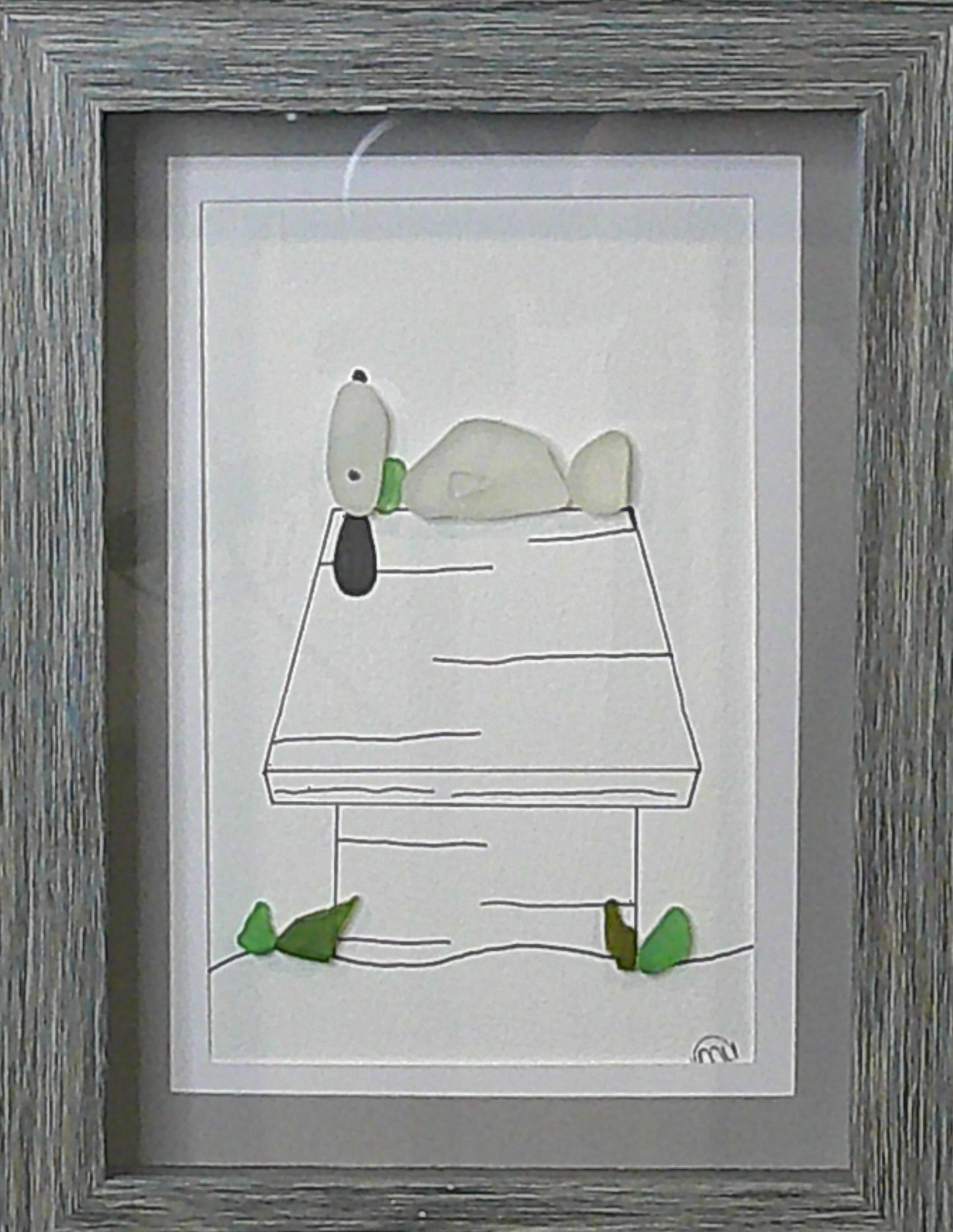 Sea Glass Picture - Dog on Dog House (9) - 5x7