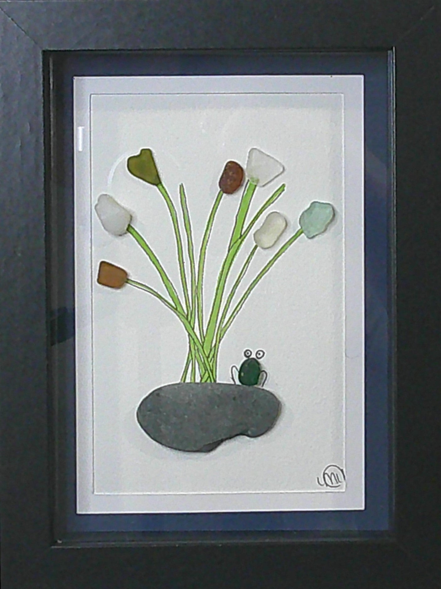 Sea Glass Picture - Frog 1 - 5x7