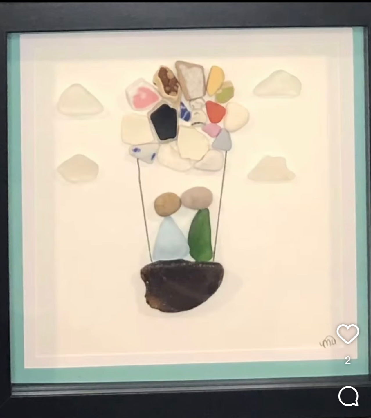 Sea Glass Picture - Hot Air Balloon 1 - 8x8