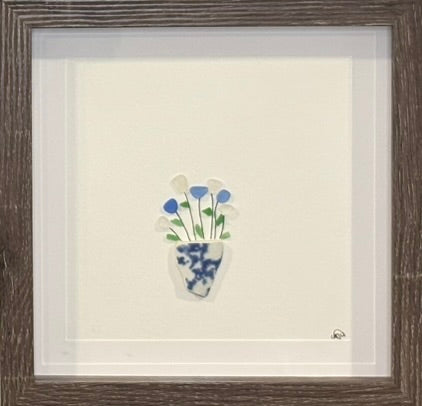 Sea glass picture - flower pots (28) - 8x8