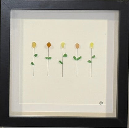 Sea Glass Picture - Flower Garden (29) - 8x8
