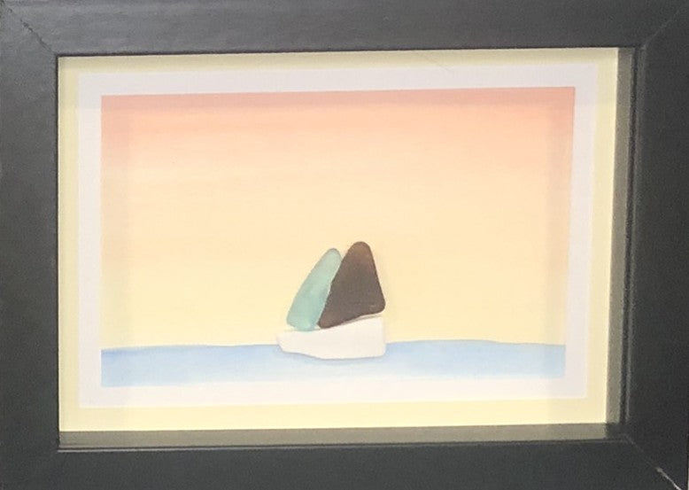Sea Glass Picture - Sailboats (16) - 5x7