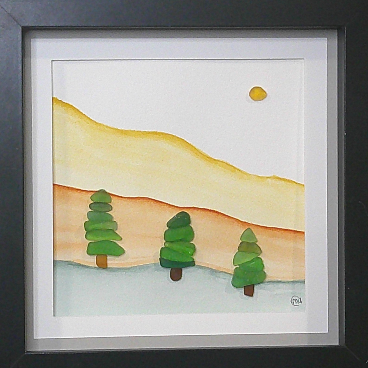 Sea Glass Picture - Mountains 1 - 8x8