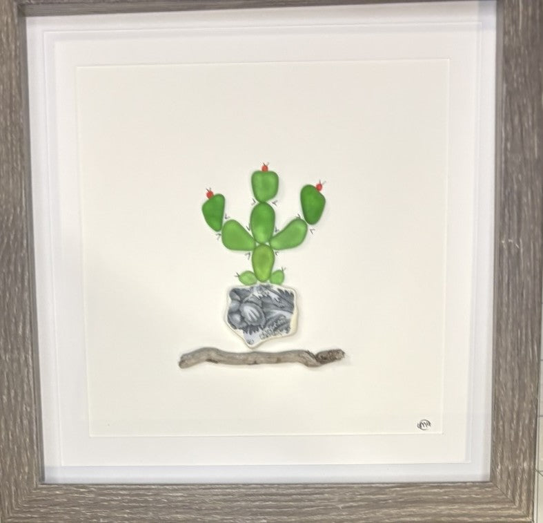 Sea Glass Picture - Cactus 9 - 8x8