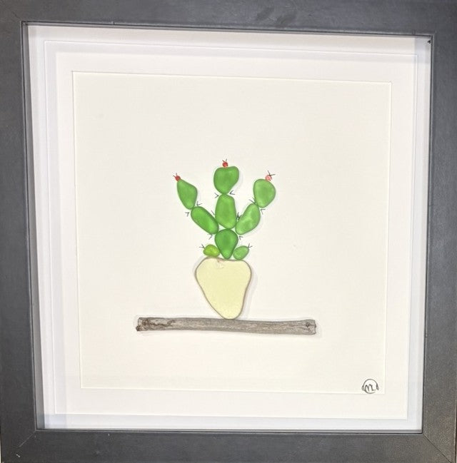 Sea Glass Picture - Cactus 11 - 8x8