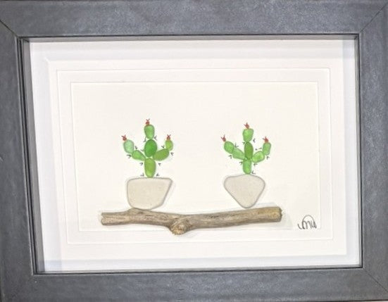 Sea Glass Picture - Cactus 1 - 5x7