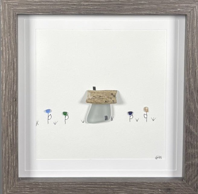 Sea Glass Picture - House - 8x8