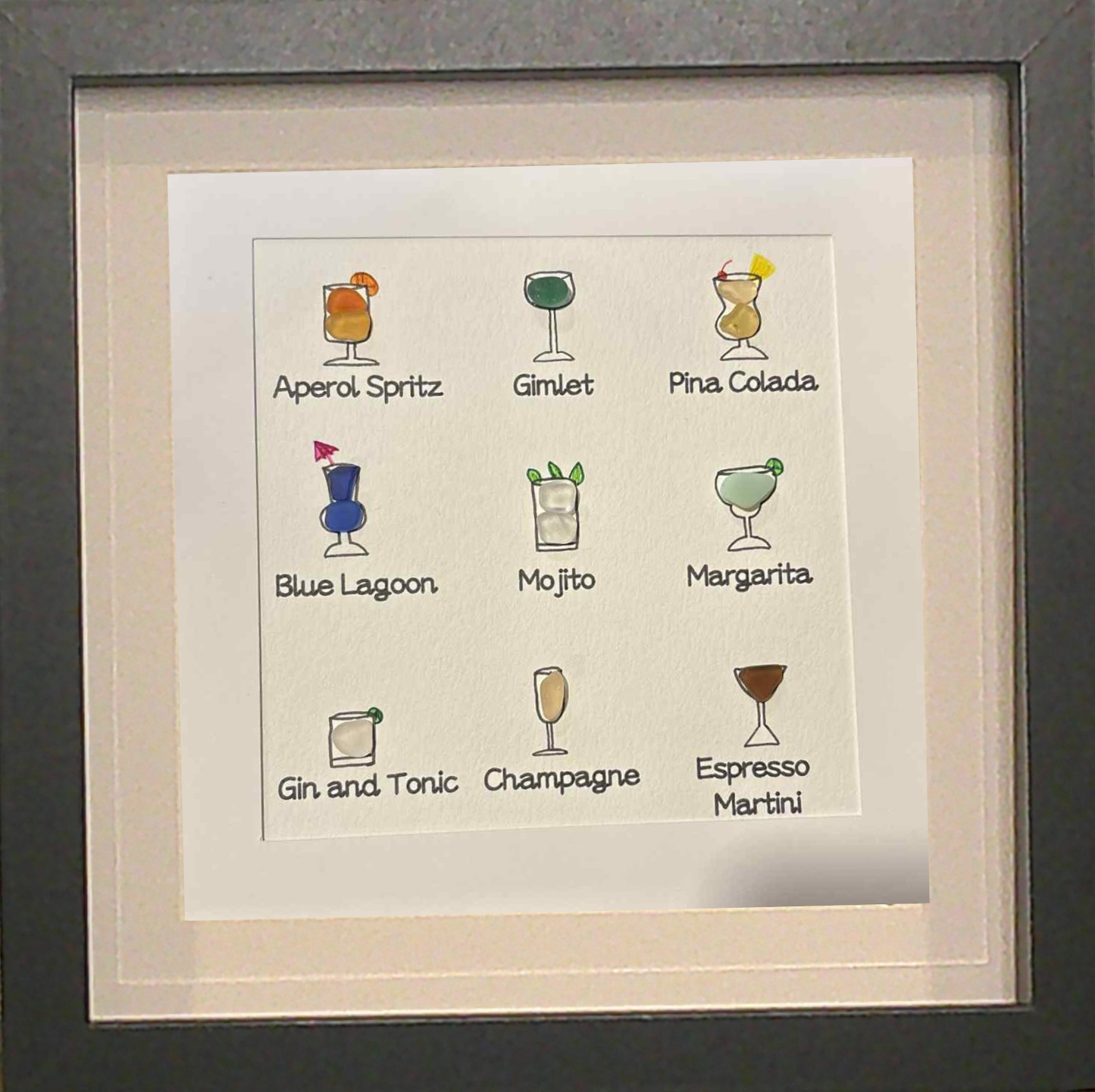 Sea Glass Picture - Cocktails 1 - 8x8