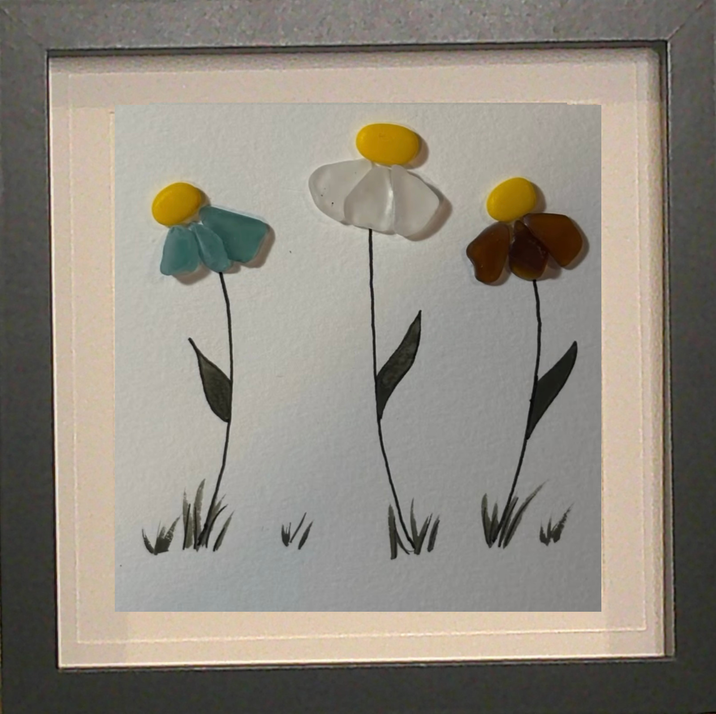 Sea Glass Picture - Cone Flower 2.0 1 - 8x8