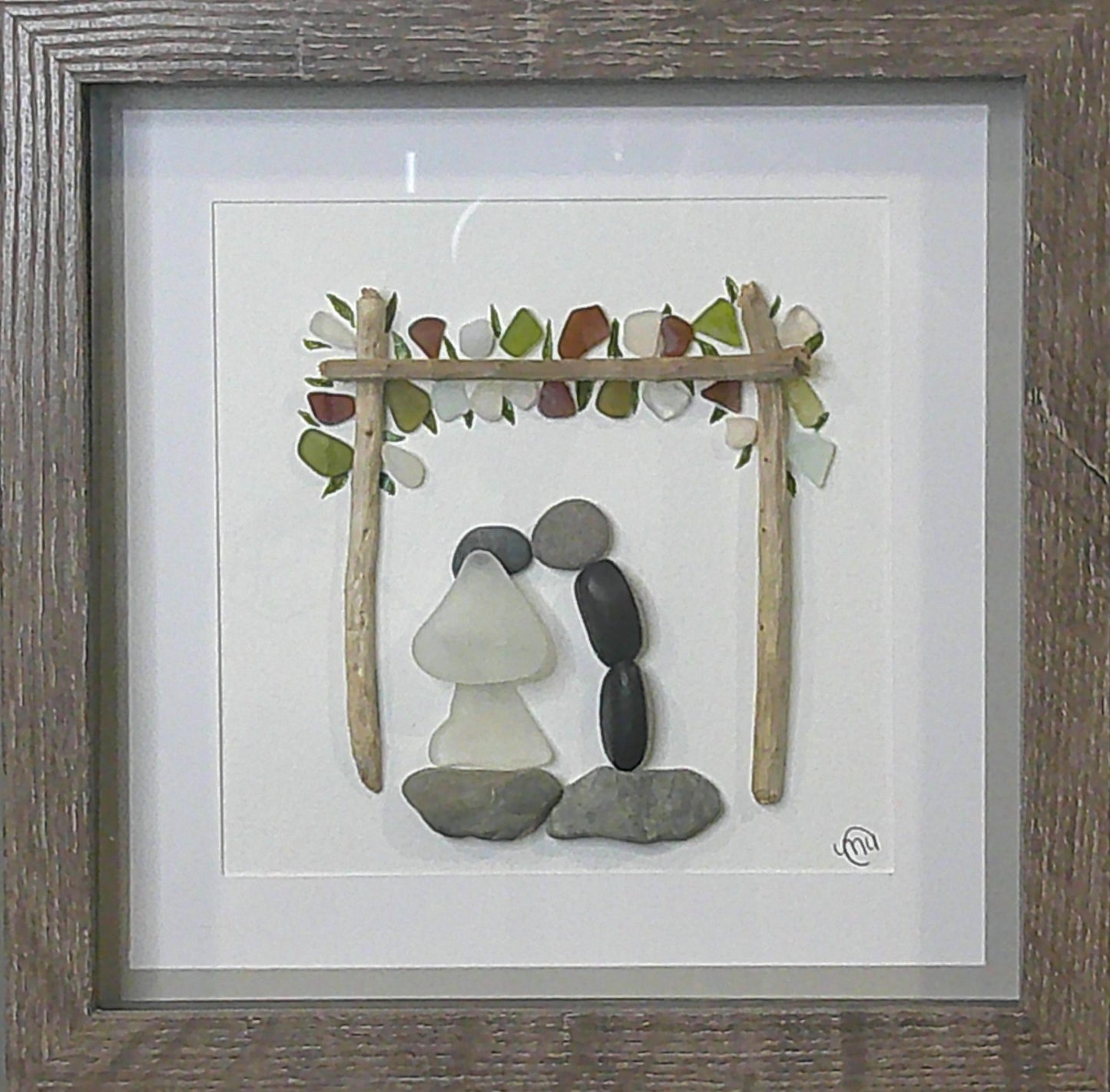Sea Glass Picture - Wedding 1 - 8x8 - CUSTOM COLOURS AVAILABLE