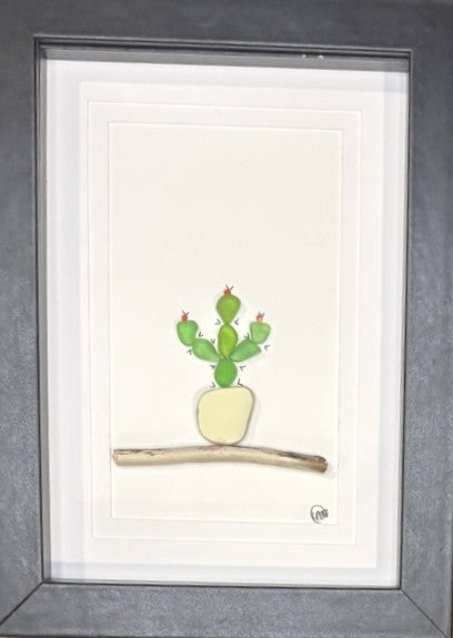 Sea Glass Picture - Cactus 3 - 5x7