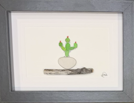 Sea Glass Picture - Cactus 4 - 5x7