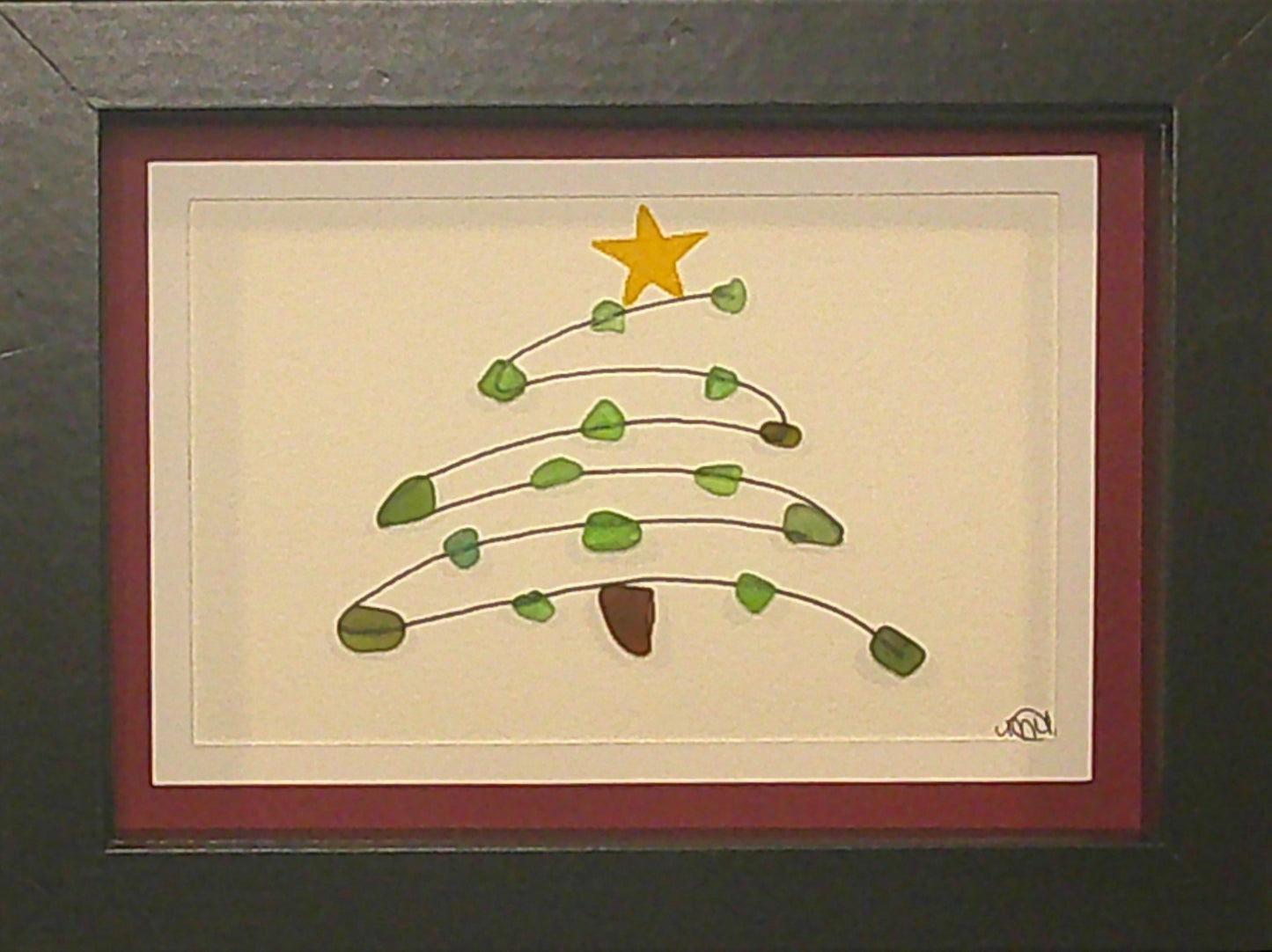 Sea Glass Picture - Christmas Whimsy Tree 1 - 5x7