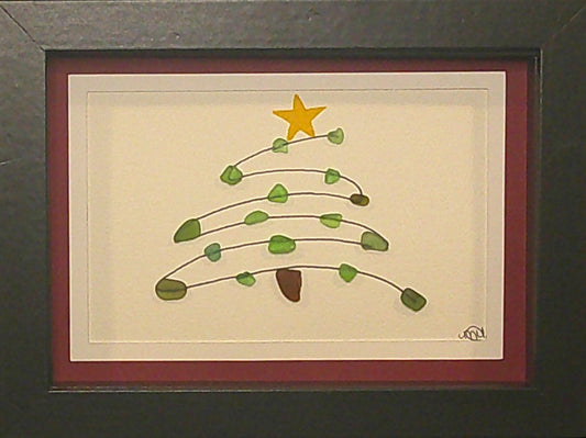 Sea Glass Picture - Christmas Whimsy Tree 1 - 5x7