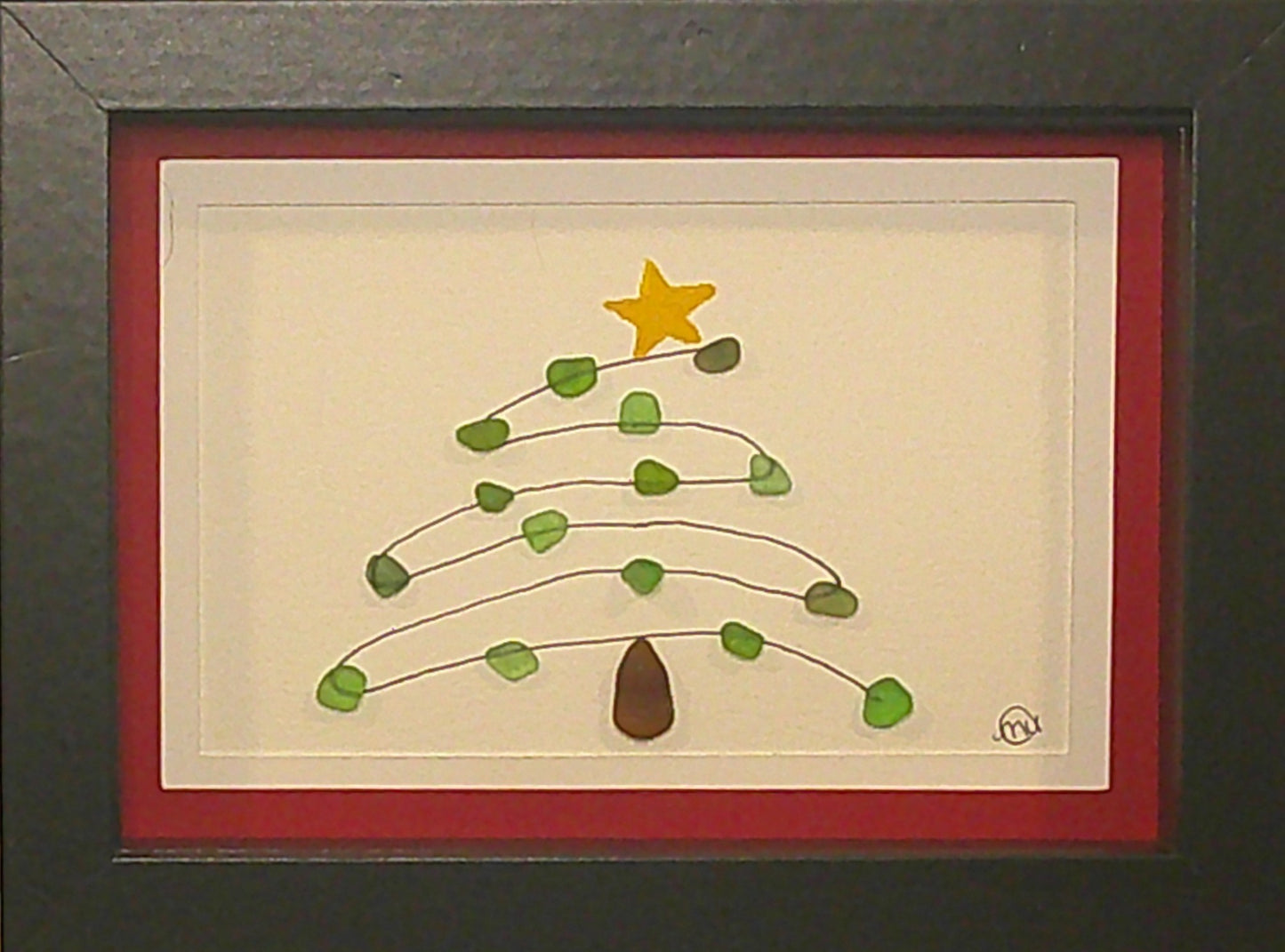 Sea Glass Picture - Christmas Whimsy Tree 2 - 5x7