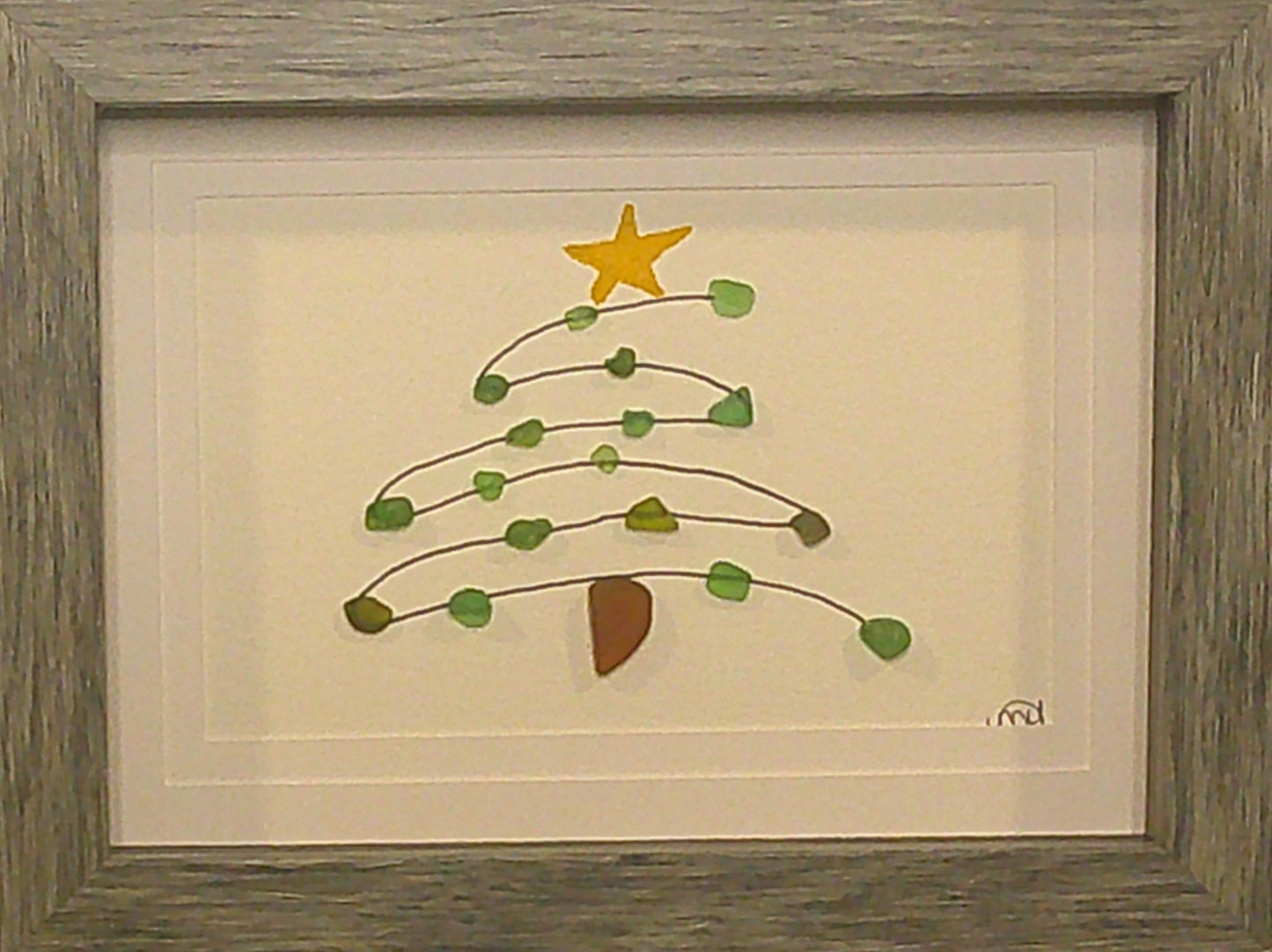 Sea Glass Picture - Christmas Whimsy Tree 3 - 5x7