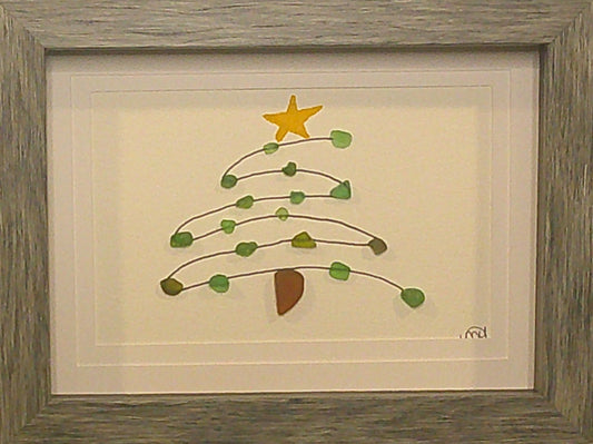 Sea Glass Picture - Christmas Whimsy Tree 3 - 5x7