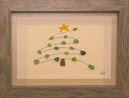 Sea Glass Picture - Christmas Whimsy Tree 4 - 5x7