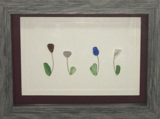 Sea Glass Picture - Flower Garden 2 - 5x7