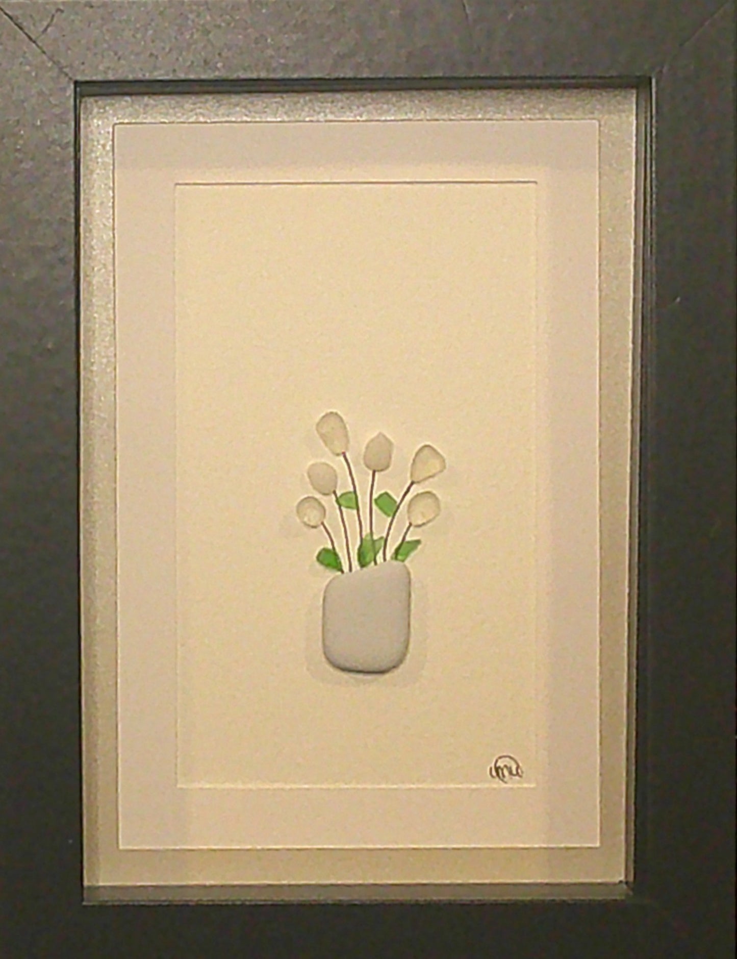 Sea Glass Picture - Flower Pot 2 - 5x7