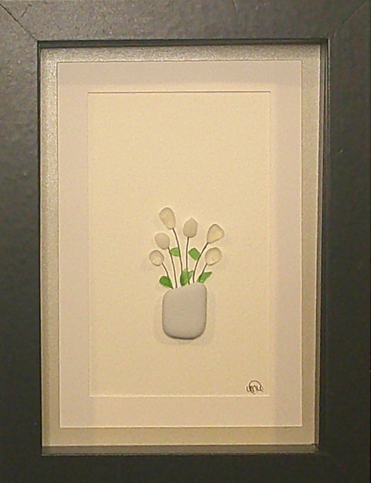 Sea Glass Picture - Flower Pot 2 - 5x7