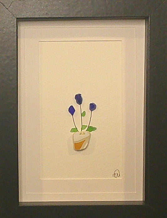 Sea Glass Picture - Flower Pot 3 - 5x7