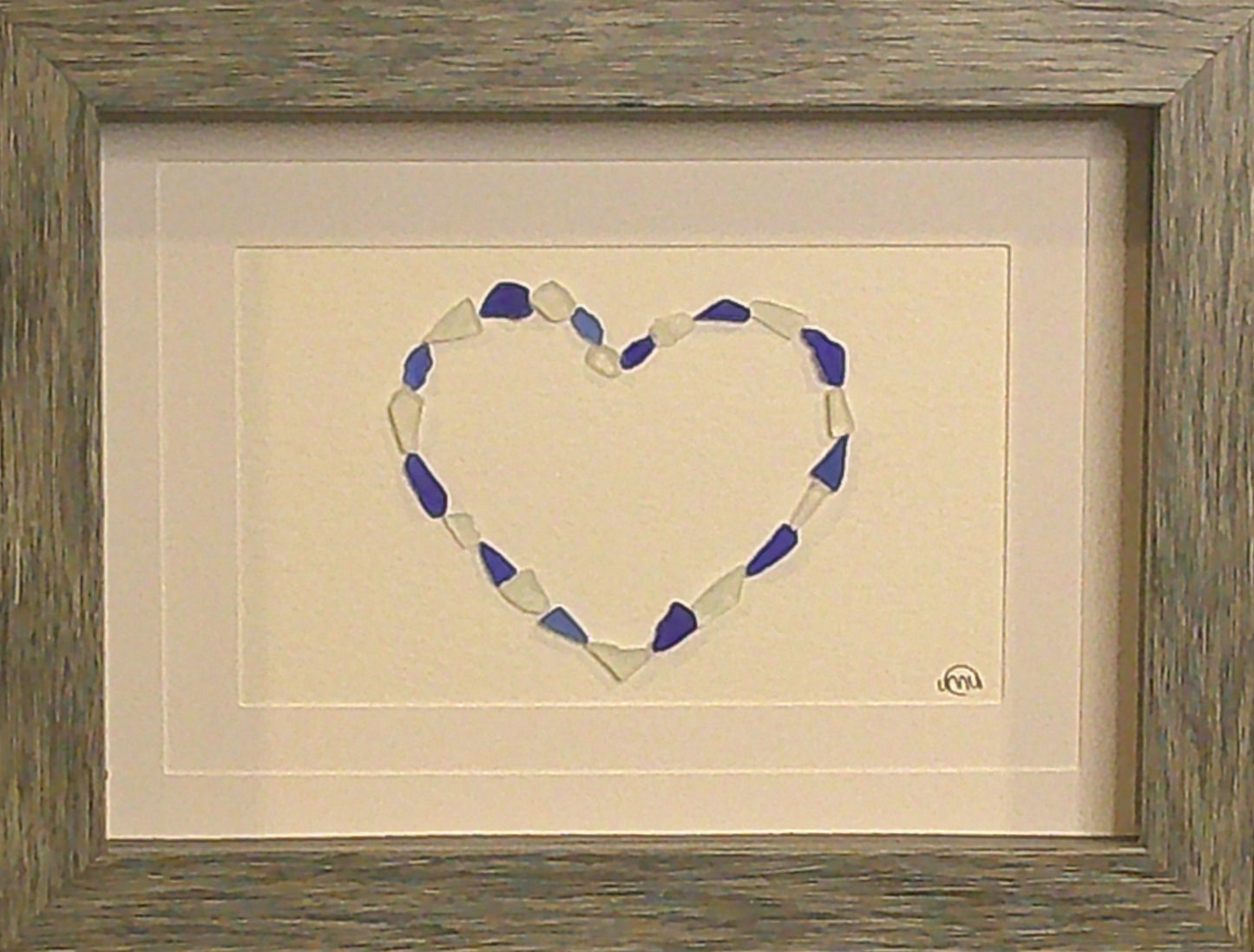 Sea Glass Picture - Heart 1 - 5x7
