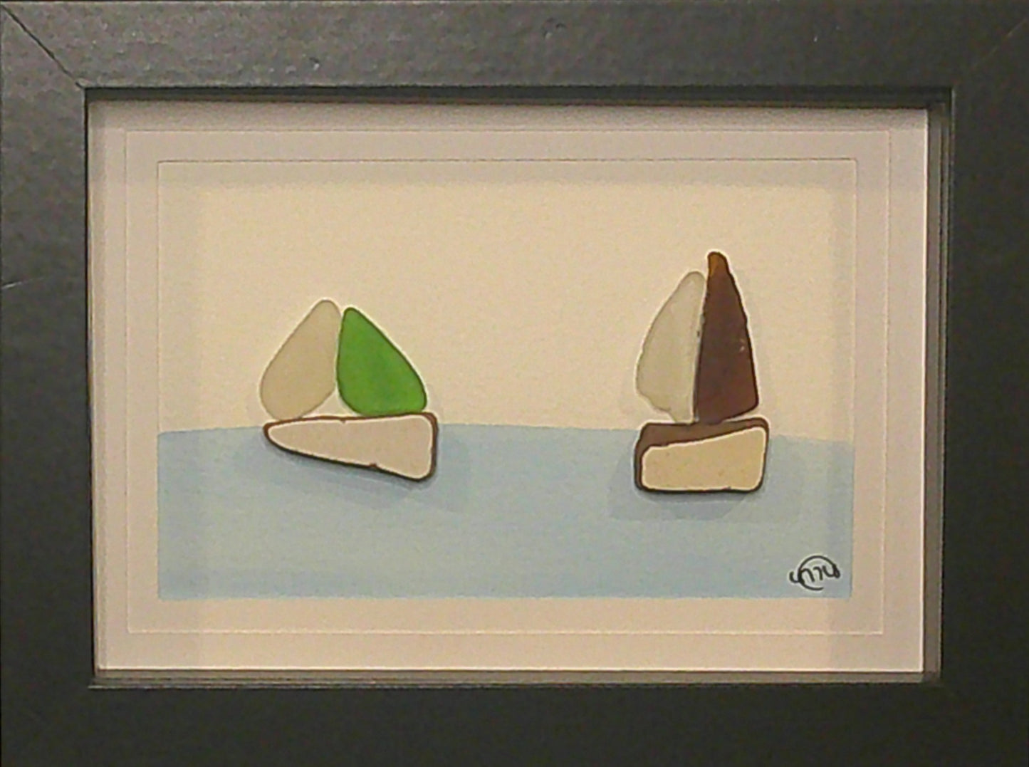 Sea Glass Picture - Sailboat 1 - 5x7