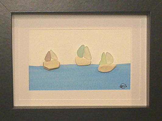 Sea Glass Picture - Sailboat 2 - 5x7