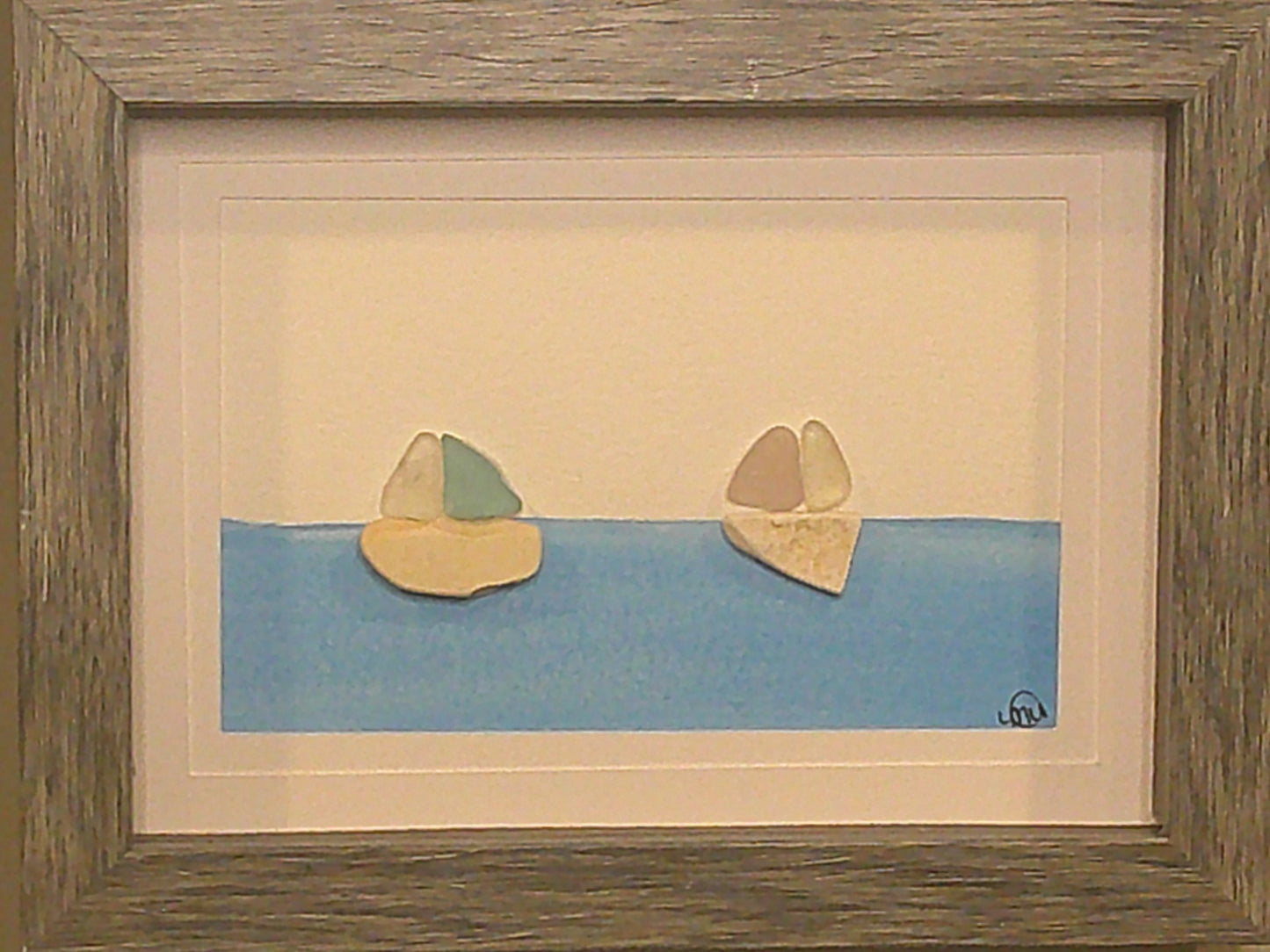 Sea Glass Picture - Sailboat 4 - 5x7