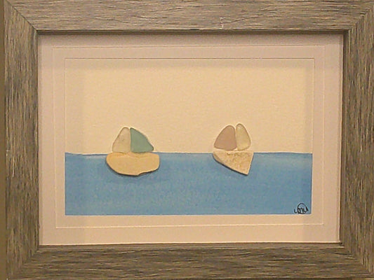 Sea Glass Picture - Sailboat 4 - 5x7